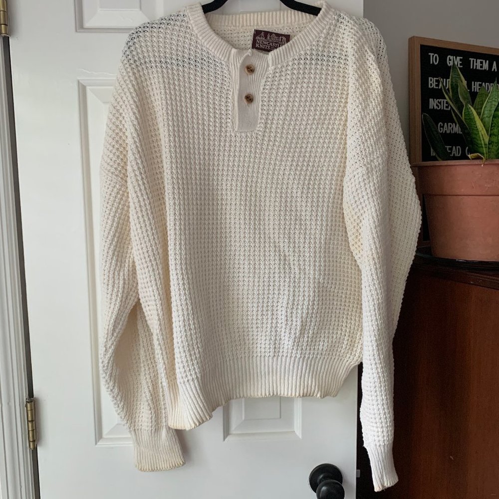 New Castle Knits white sweater